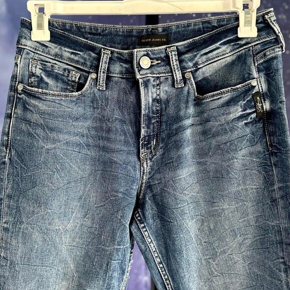 Womens Jeans Size 8 Blue Denim Y2K Distressed Classic Casual - Picture 2 of 8
